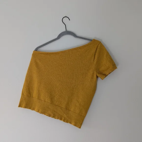 J. Crew One-shoulder Stretch Sweater Mustard Yellow - Picture 3 of 8
